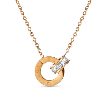Necklace with Joined Rings & Crystals - Necklace For A Woman - Woman Necklace Necklace Brother & Sisters
